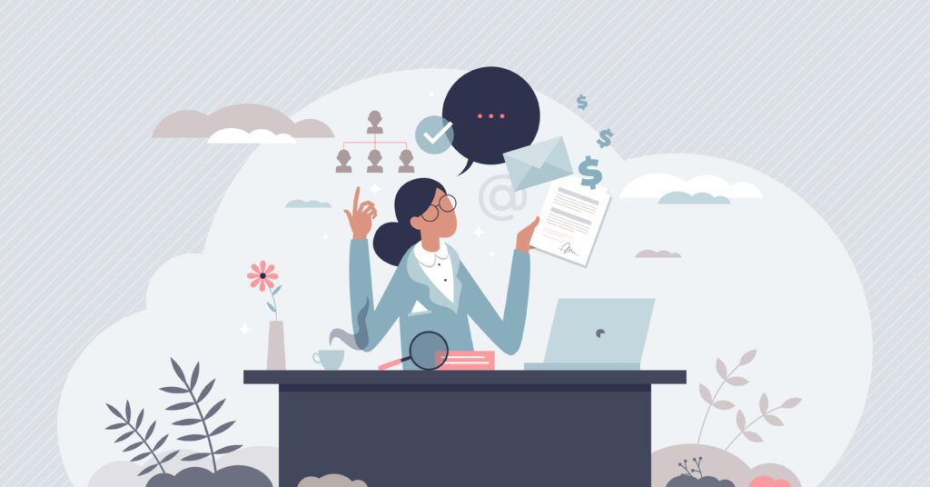  Woman as education facility human resource and secretary professional work vector illustration