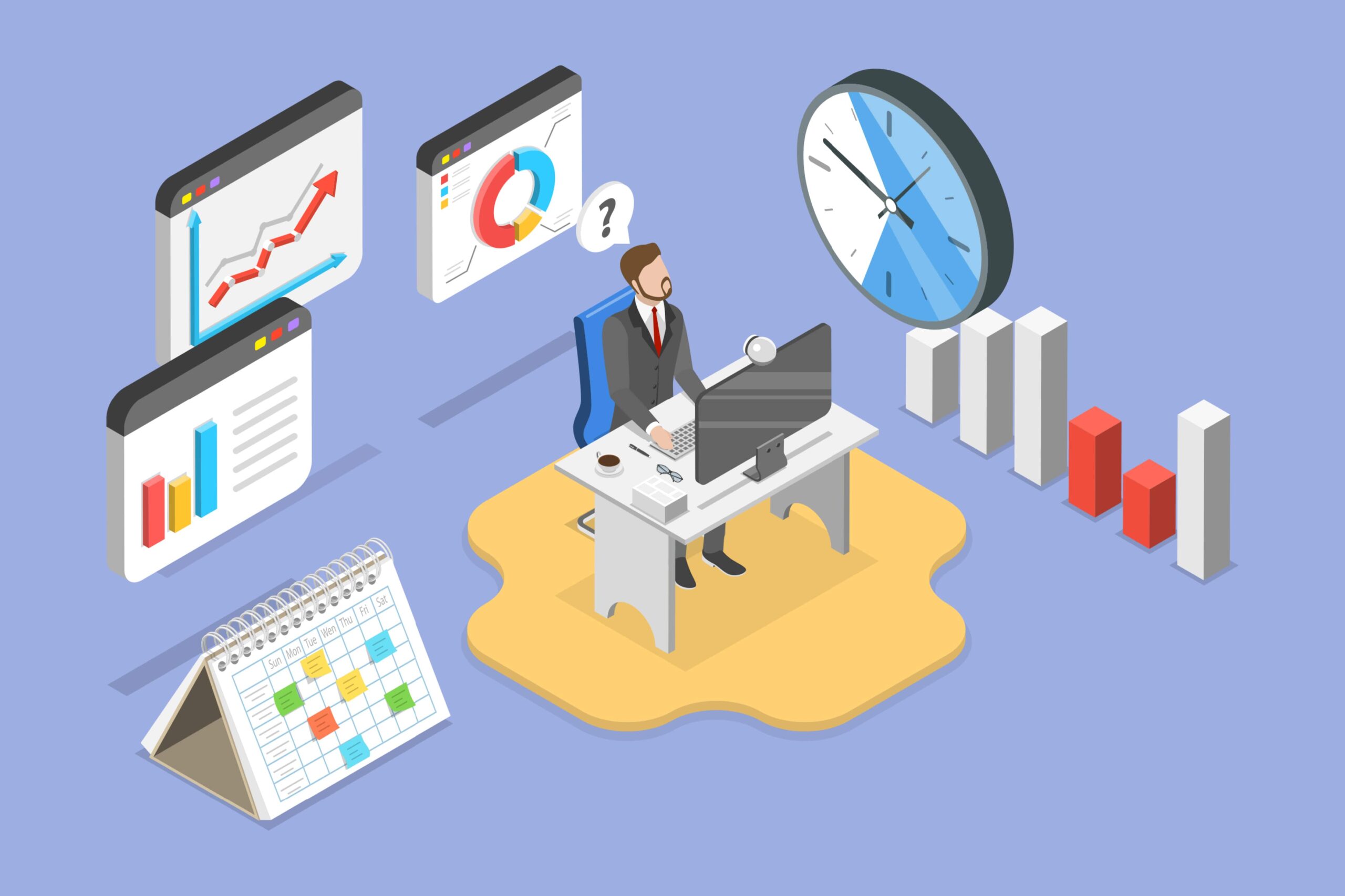 3D Isometric Flat Vector Illustration of Employee Attendance Tracking, Job Ontime